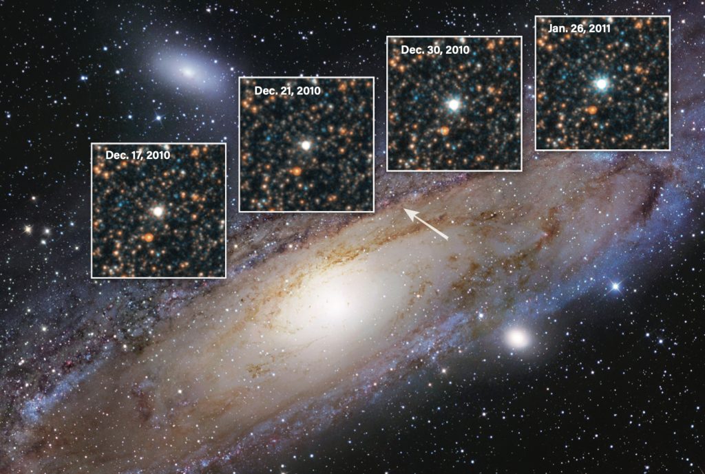 In what way did Edwin Hubble demonstrate that Andromeda is a separate galaxy?